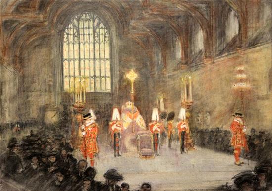 Archibald Standish Hartrick (1864-1950) Westminster Hall, March 17.18.19 1910 12.5 x 17in. unframed